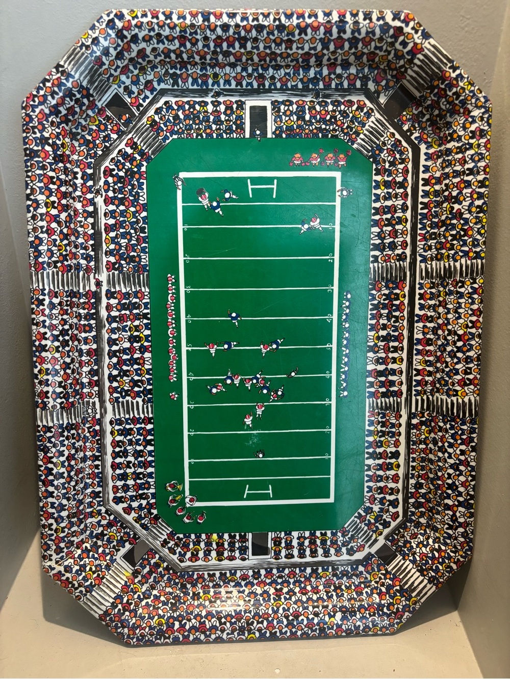 Vintage football NFL plastic serving platter game day, Super Bowl man cave party
